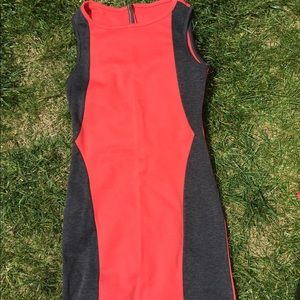 Bodycon shift dress colorblock red XS S 90s